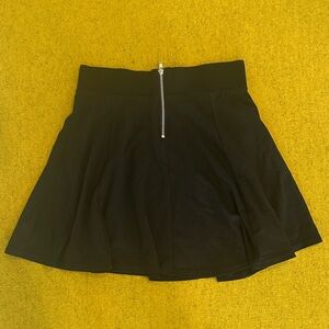 H&M Black Circle Skater Skirt with Exposed Silver Zip